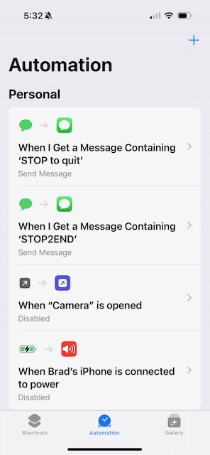 Automation home screen